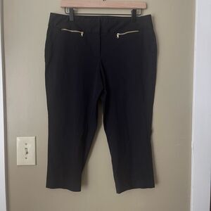 Alfani Women Black Dress Pant Professional Business Casual Gold Zipper Petite 12